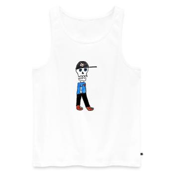 PoolBoy SkullHeart - Männer Premium Bio Tank Top - Weiß - Vorne - AI Model Male 178 light (178cm)