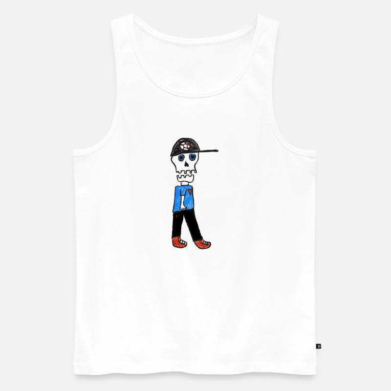 PoolBoy SkullHeart - Männer Premium Bio Tank Top - Weiß