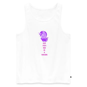 Licorne Restez calme - Débardeur bio Premium Homme - blanc - Devant - AI Model Male 178 light (178cm)