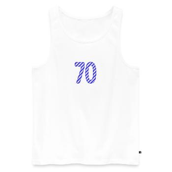 70. 70 YEARS. 70TH ANNIVERSARY. 70TH ANNIVERSARY. - Men's Premium Organic Tank Top - white - Front - Michal (187cm)
