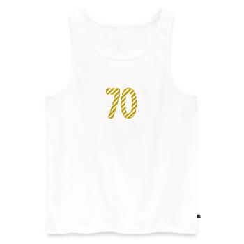 70. 70 YEARS. 70TH ANNIVERSARY. 70TH ANNIVERSARY. - Men's Premium Organic Tank Top - white - Front - Michal (187cm)