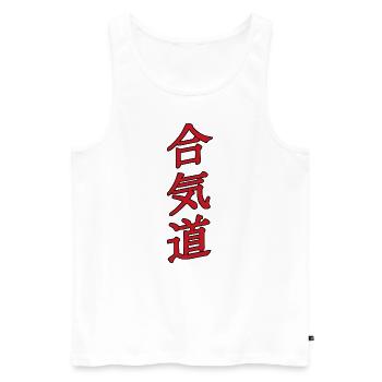 Aikido - Männer Premium Bio Tank Top - Weiß - Vorne - AI Model Male 178 light (178cm)