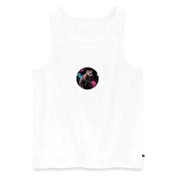 Coati, raton laveur, ours, peinture, taches de peinture - Débardeur bio Premium Homme - blanc - Devant - AI Model Male 178 light (178cm)