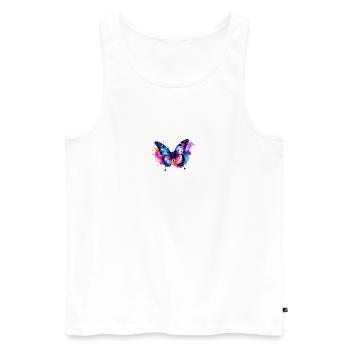 Papillon, Coloré, Aquarelle, Peinture - Débardeur bio Premium Homme - blanc - Devant - Michal (187cm)