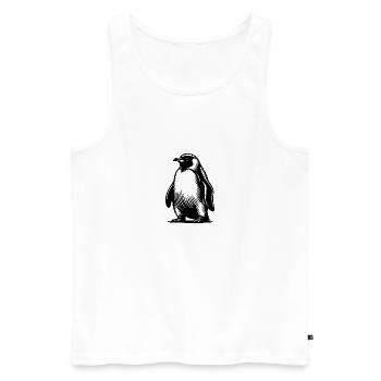 Illustration de tatouage de pingouin mignon - Débardeur bio Premium Homme - blanc - Devant - Michal (187cm)