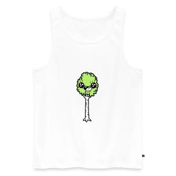 Lachende Cartoon Birke - Männer Premium Bio Tank Top - Weiß - Vorne - AI Model Male 178 light (178cm)