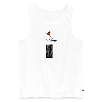 North Sea Harbor Moin Seagull Hat Beanie Pier Pier Pillar - Men's Premium Organic Tank Top - white - Front - Michal (187cm)