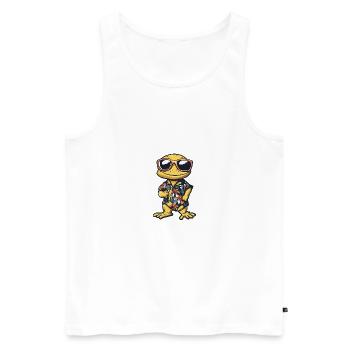 Lézard Bande dessinée Vacances - Débardeur bio Premium Homme - blanc - Devant - Michal (187cm)