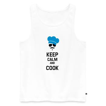 Cook with Moustache - Männer Premium Bio Tank Top - Weiß - Vorne - AI Model Male 178 light (178cm)