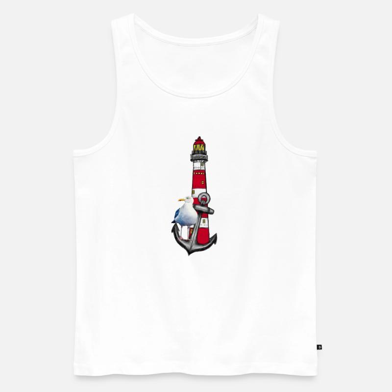 Leuchtturm Strandvogel Grafik Anker - Männer Premium Bio Tank Top - Weiß