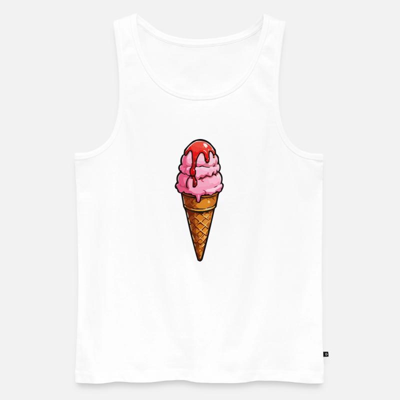 Cartoon Eiscreme Rosa Kugeln Sirup - Männer Premium Bio Tank Top - Weiß