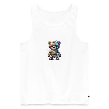 Ours robot - Débardeur bio Premium Homme - blanc - Devant - Michal (187cm)