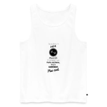 PAPA MUSCLÉ PAPA PLUS COOL - Débardeur bio Premium Homme - blanc - Devant - Michal (187cm)