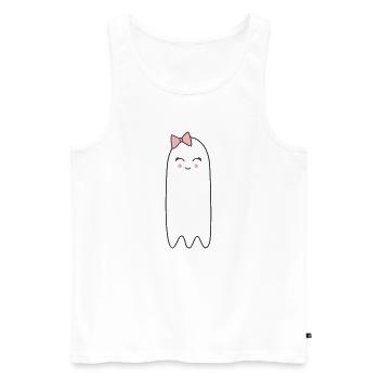 Fantôme avec un nœud rose – Un joli design d’Halloween - Débardeur bio Premium Homme - blanc - Devant - Michal (187cm)