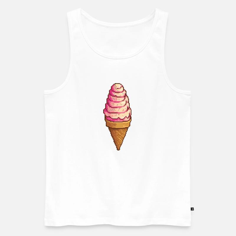 Retro-Stück: 8-Bit-Peperoni-Pizza - Männer Premium Bio Tank Top - Weiß