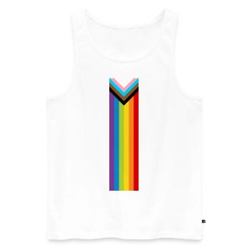 LGBTQ+ Pride Flag New Rainbow Progress Flag - Men's Premium Organic Tank Top - white - Front - AI Model Male 178 light (178cm)