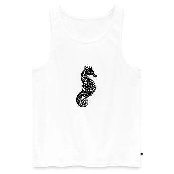 Süsses Kleines Vintage Tattoo Seepferdchen - Männer Premium Bio Tank Top - Weiß - Vorne - Michal (187cm)