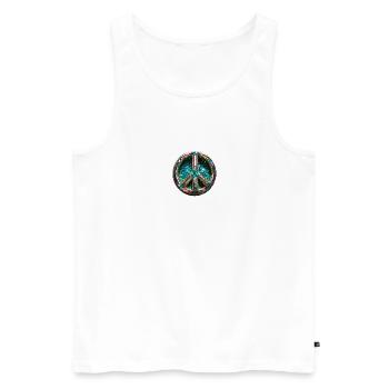 peace,peace sign,sequins,metallic - Men's Premium Organic Tank Top - white - Front - AI Model Male 178 light (178cm)