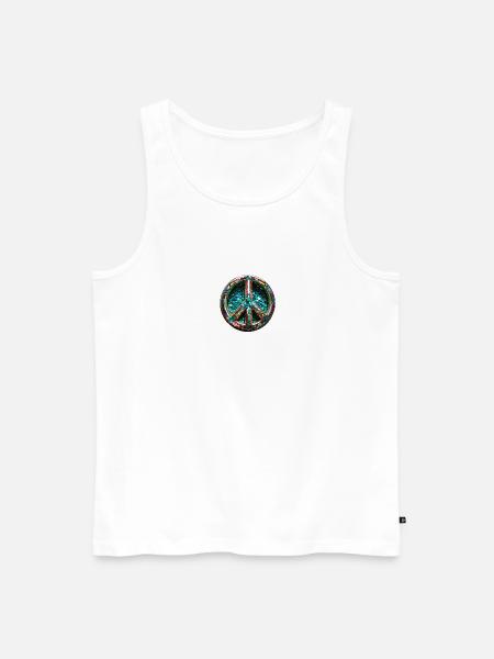 peace,peace sign,sequins,metallic - Men's Premium Organic Tank Top - white