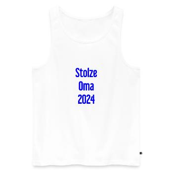 Stolze Oma 2024 – Perfekt für frischgebackene Omas - Männer Premium Bio Tank Top - Weiß - Vorne - Michal (187cm)