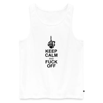 keep calm fuck off - Men's Premium Organic Tank Top - white - Front - Michal (187cm)