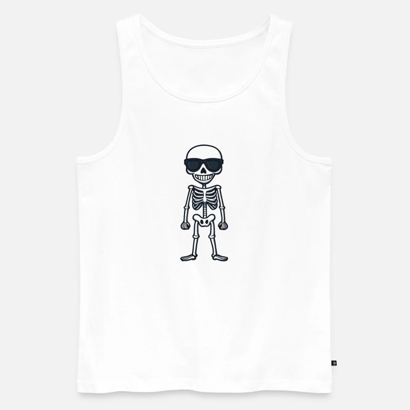 Skelett Comic Halloween Cool - Männer Premium Bio Tank Top - Weiß