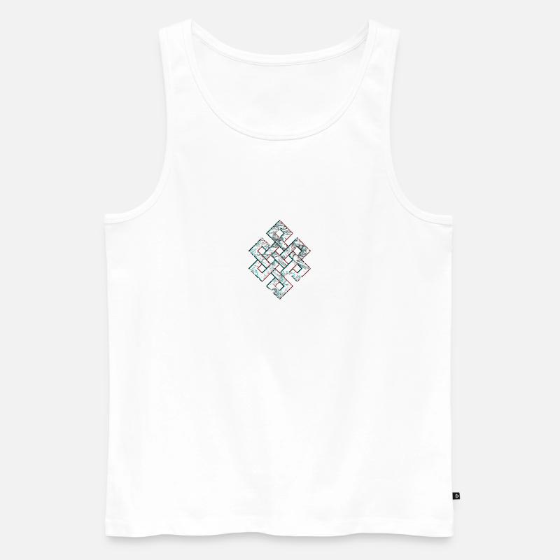 Karma Psychedelic 3D Glitch Anaglyph - Männer Premium Bio Tank Top - Weiß