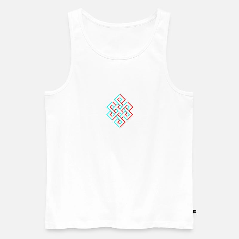 Karma 3D Glitch Anaglyph - Männer Premium Bio Tank Top - Weiß