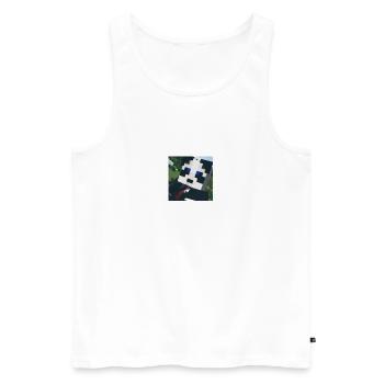 Panda Gamer - Men's Premium Organic Tank Top - white - Front - Michal (187cm)