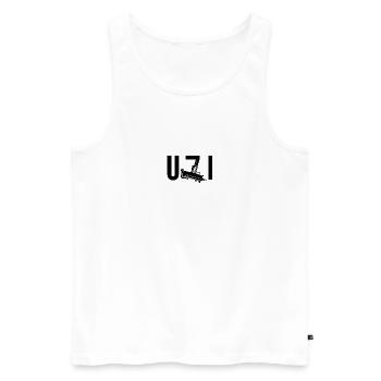 uzi - Männer Premium Bio Tank Top - Weiß - Vorne - Michal (187cm)