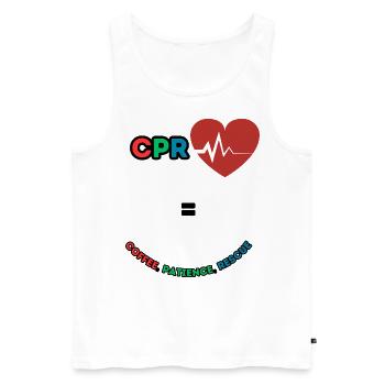 CPR: Erst Kaffee, dann retten! - Männer Premium Bio Tank Top - Weiß - Vorne - Michal (187cm)
