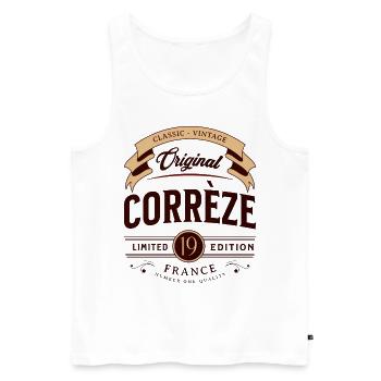 Vintage Corrèze Département France - Débardeur bio Premium Homme - blanc - Devant - AI Model Male 178 light (178cm)