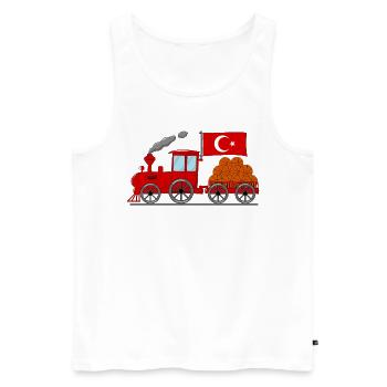 Chemin de fer de basket-ball de drapeau de Turquie - Débardeur bio Premium Homme - blanc - Devant - Michal (187cm)