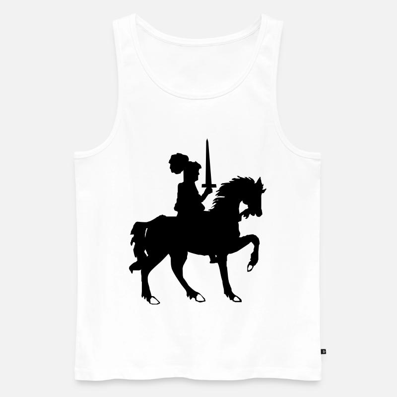 Ritter mit Schwert und Pferd - Männer Premium Bio Tank Top - Weiß