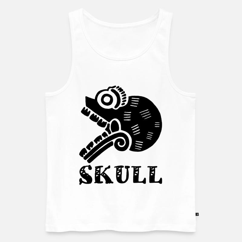 Schwarzer Stammesschädel - Männer Premium Bio Tank Top - Weiß