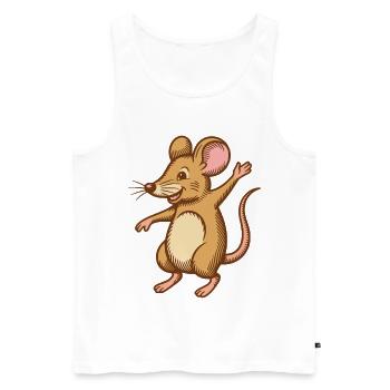 Cute mouse dancing jumps happy funny happy - Men's Premium Organic Tank Top - white - Front - Michal (187cm)