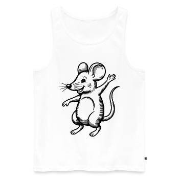 Mouse Dancing Jumping Laughing Jumping Waving Celebrating - Men's Premium Organic Tank Top - white - Front - AI Model Male 178 light (178cm)