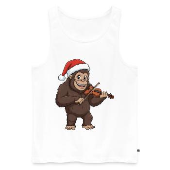 Christmas Bigfoot Sasquatch Playing Violin - Men's Premium Organic Tank Top - white - Front - Michal (187cm)