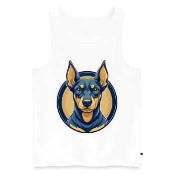 German Pinscher Dog Kawaii Mascot Cartoon Clipart - Men's Premium Organic Tank Top - white - Front - Michal (187cm)