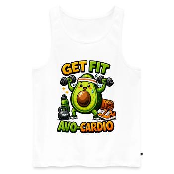 AVO-CARDIO – Avocado in Training - Men's Premium Organic Tank Top - white - Front - Michal (187cm)
