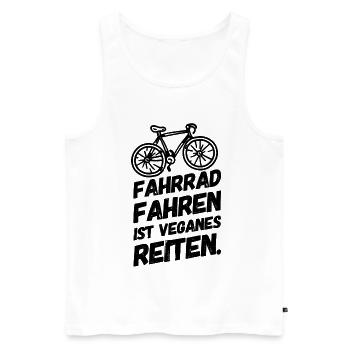 Lustige Sprüche Fahrrad Vegan Veganer II - Männer Premium Bio Tank Top - Weiß - Vorne - Michal (187cm)