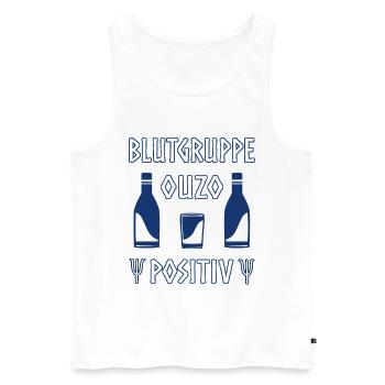 Blutgruppe Ouzo Positiv Griechenland Alkohol Humor - Männer Premium Bio Tank Top - Weiß - Vorne - Michal (187cm)