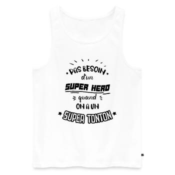 "Super Tonton" Idée Cadeau Pour Tonton - Débardeur bio Premium Homme - blanc - Devant - AI Model Male 178 light (178cm)