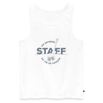 EVG STAFF ENTERREMENT VIE GARÇON TEAM DESIGN - Débardeur bio Premium Homme - blanc - Devant - Michal (187cm)