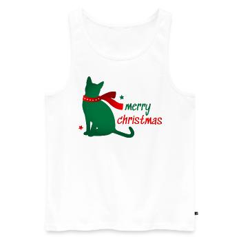 Katze Stern Tier Weihnachten Schal 3D Geschenk - Männer Premium Bio Tank Top - Weiß - Vorne - AI Model Male 178 light (178cm)