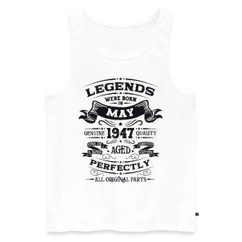 Legend May 1947 Born 1947 Birthday 1947 - Men's Premium Organic Tank Top - white - Front - AI Model Male 178 light (178cm)