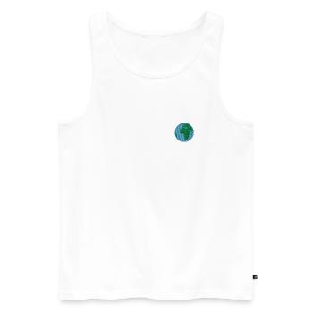 Die Erde bestickt - Männer Premium Bio Tank Top - Weiß - Vorne - AI Model Male 178 light (178cm)
