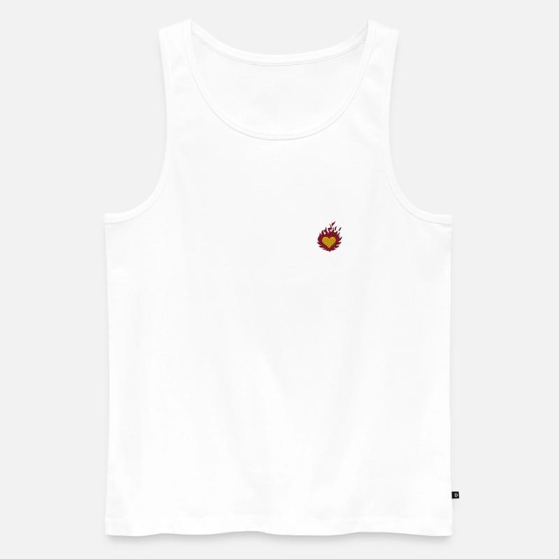 Brennendes Herz bestickt - Männer Premium Bio Tank Top - Weiß