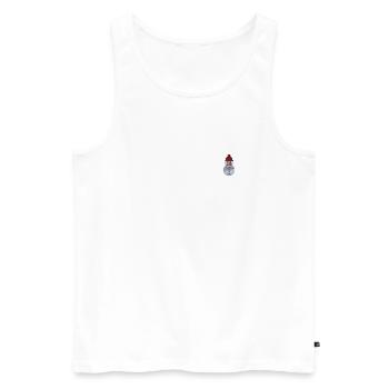 Bonhomme de neige brodé - Débardeur bio Premium Homme - blanc - Devant - AI Model Male 178 light (178cm)