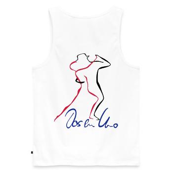 Tango Dos en Uno - Männer Premium Bio Tank Top - Weiß - Hinten - AI Model Male 178 light (178cm)